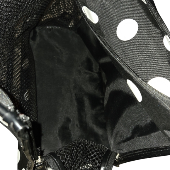Small Dog Pet Carrier Polka Dot Black and White - Picture 5 of 7